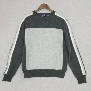 Vtg High Velocity Men's sweater Large Color Block Crewneck Long Sleeve 29PT